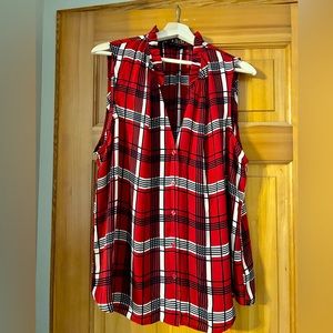 💥 3 for $20💥 Banana Republic sleeveless plaid blouse, size XL